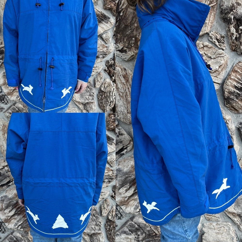 Vintage Original Yukon Parka Cobalt Blue With White Trim Zip Up Parka Jacket